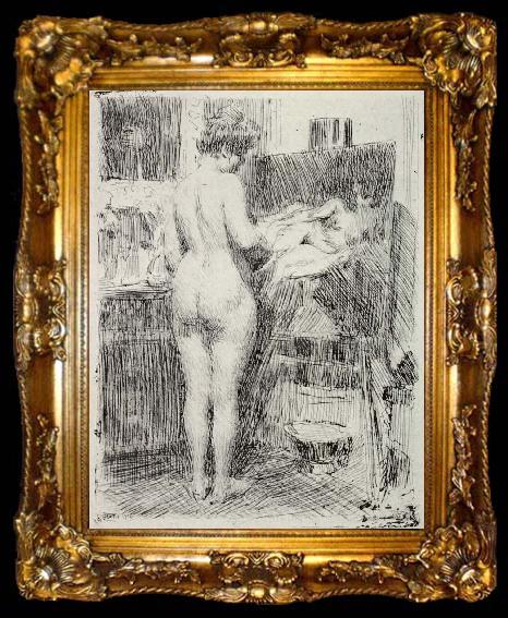 framed  Anders Zorn modell framfor tavla, ta009-2